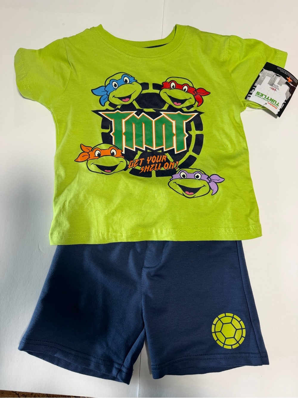 Nickelodeon Lime Green & Navy Teenage Mutant Ninja Turtles Shirt and Shorts Set
